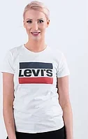 Levi`s THE PERFECT TEE 0297 SPORTSWEAR LOGO WHITE - XS - damskie - biały