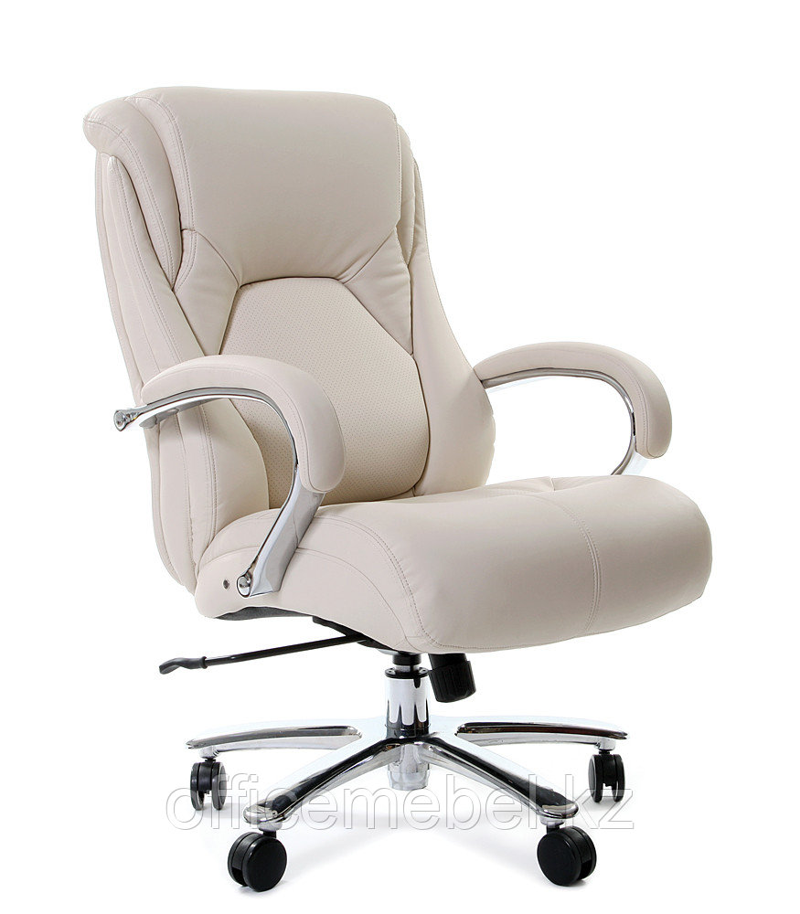 Кресло офисное для руководителя CHAIRMAN 402, натуральная кожа белая, чёрная - фото 2 - id-p116164682