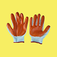 Перчатки рабочие бело - оранжевые х/б ПВХ. PHB5