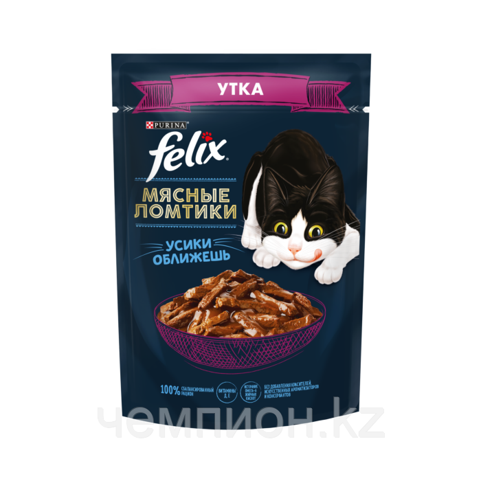 Felix, Феликс Мясные Ломтики с уткой в соусе для кошек, пауч*75гр. - фото 1 - id-p93773483