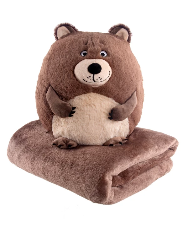 Мягкая игрушка "Мишка Мишутка" 30 см с пледом 130x180 см