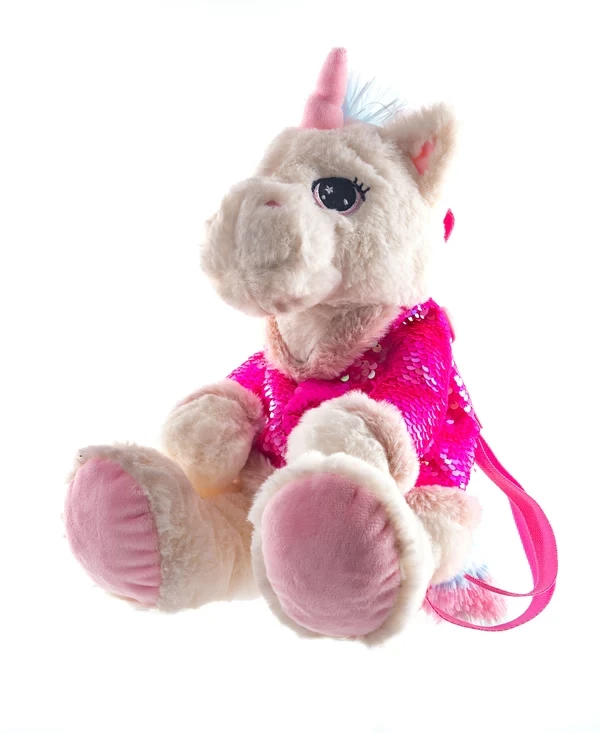 Мягкая игрушка Рюкзак Единорог с пайетками, бело-розовый, 40 см Гулливер