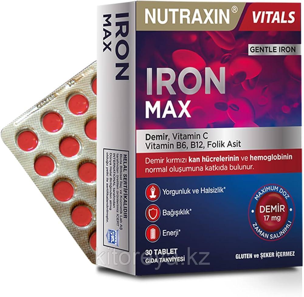 Nutraxin Iron Max 17 Mg ( Ирон Макс ) Demir, C Vitamini, B6 Vitamini, Folik Asit, B12 30 таб