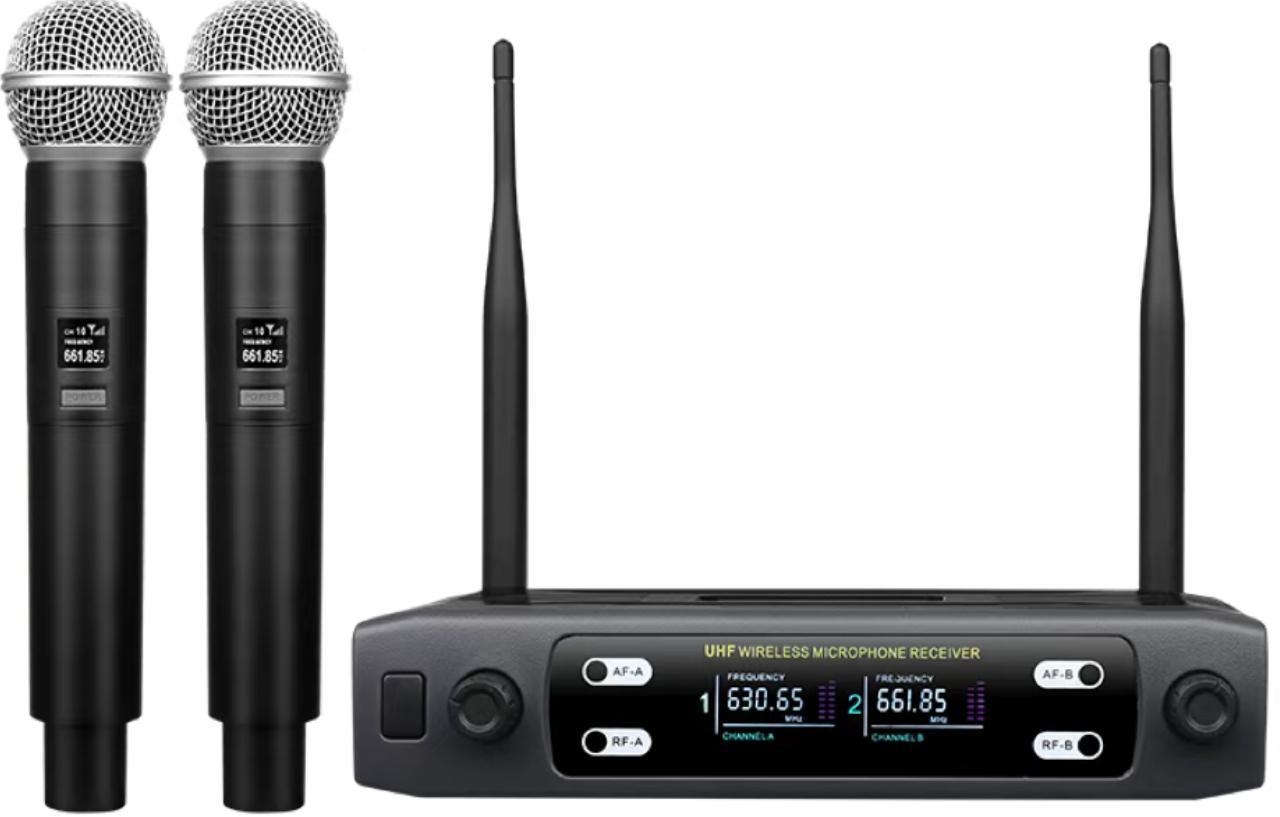 Двухканальная вокальная радиосистема, 2 ручных передатчика, Smart WMS-02