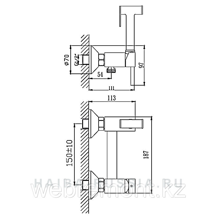 Смеситель с гигиеническим душем HAIBA HB5510 хром - фото 2 - id-p116176288