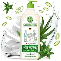 Средство для мытья посуды Synergetic "Алоэ вера", с дозатором, с антибактериальным эффектом, 1000 мл