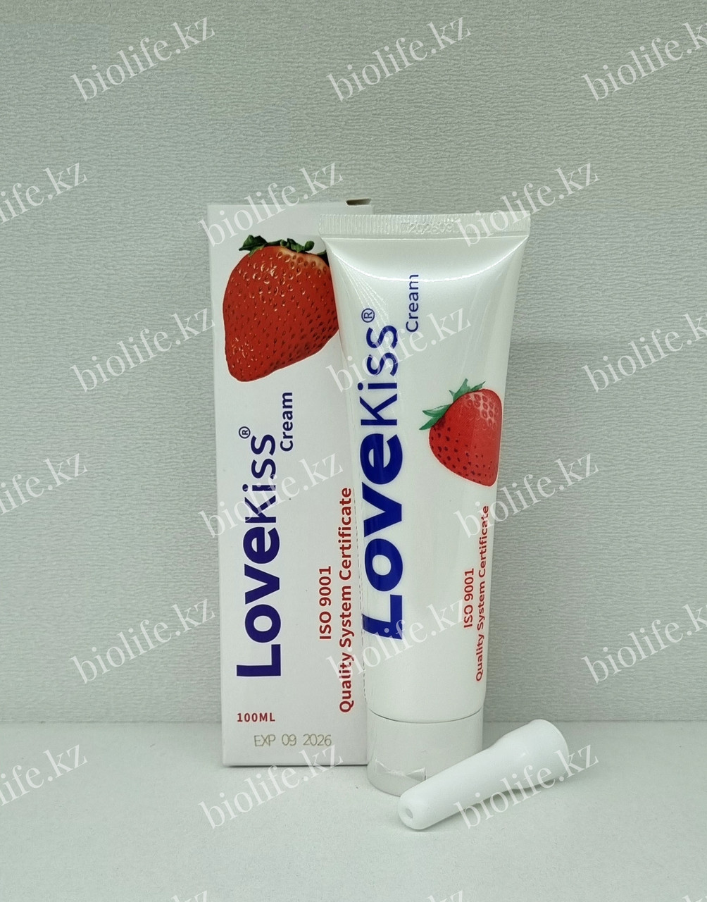 Интимная смазка лубрикант со вкусом клубники  - Крем Love Kiss (100 ml)