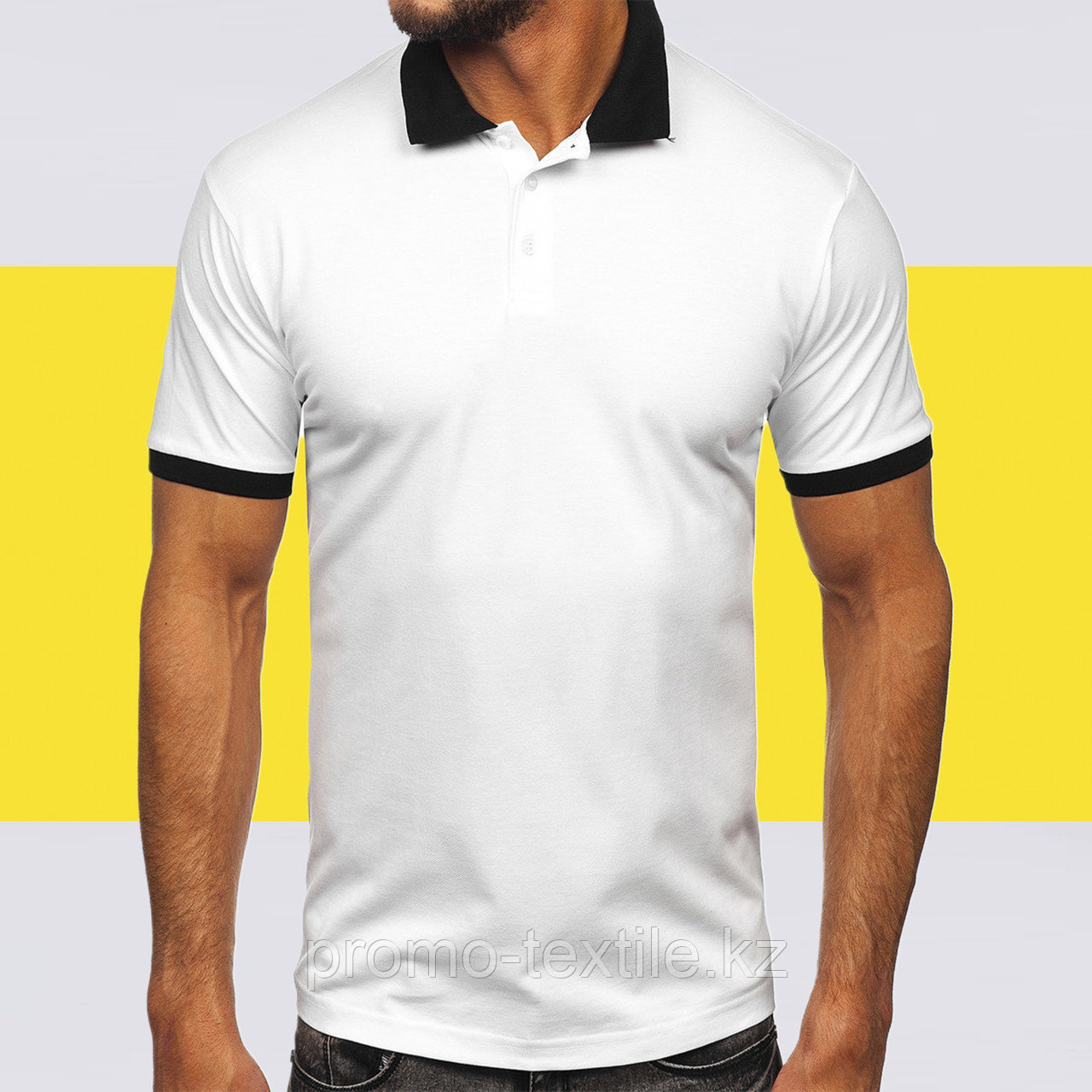 Футболка поло белая пошив однотонные | Поло рубашка комбинированный воротник