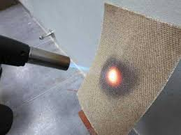 Испытания качества нанесения огнезащитного состава ткани