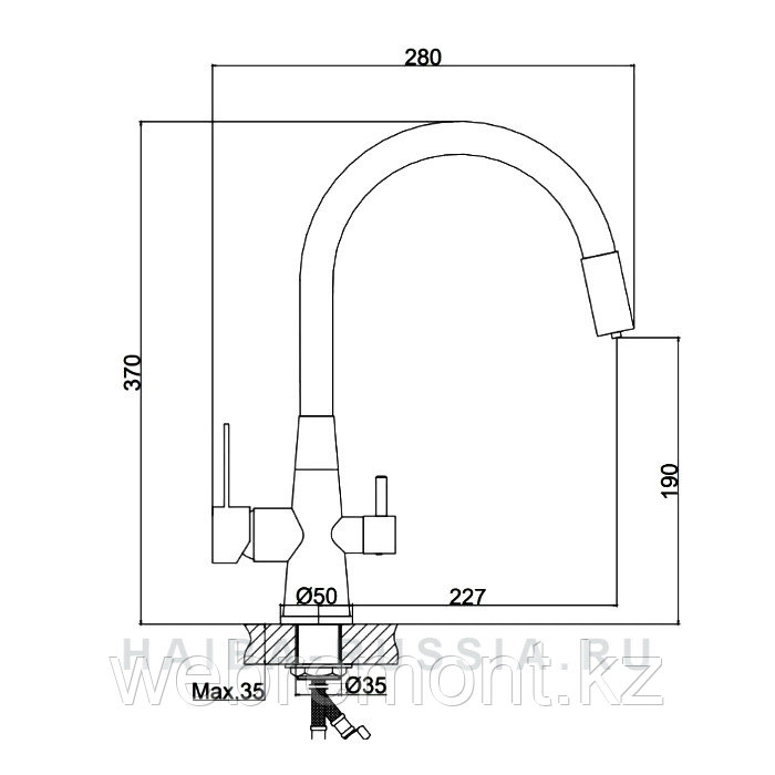 Смеситель для кухни со встроенным фильтром HAIBA HB76859-7 черный - фото 2 - id-p116183030