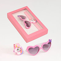 Детский подарочный набор для девочек "Единорожка" 2 в 1: наручные часы, очки солнцезащитные