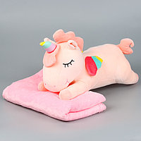 Мягкая игрушка «Единорог» с пледом, 50 см, цвет розовый