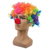 Набор клоуна: парик объёмный цветной, носик