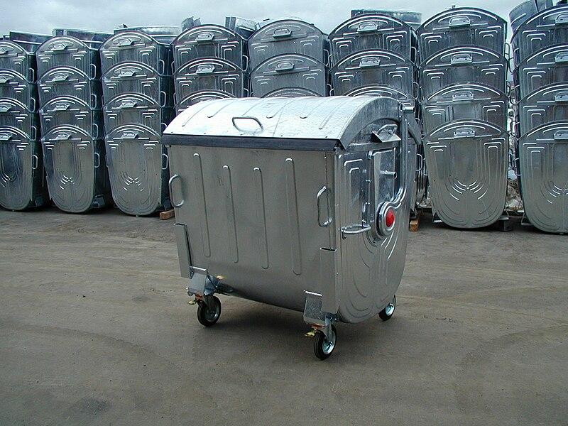 Контейнер для мусора 1100 л ТБО оцинкованный, большой бак для мусора с крышкой, евроконтейнер металлический - фото 3 - id-p99889159