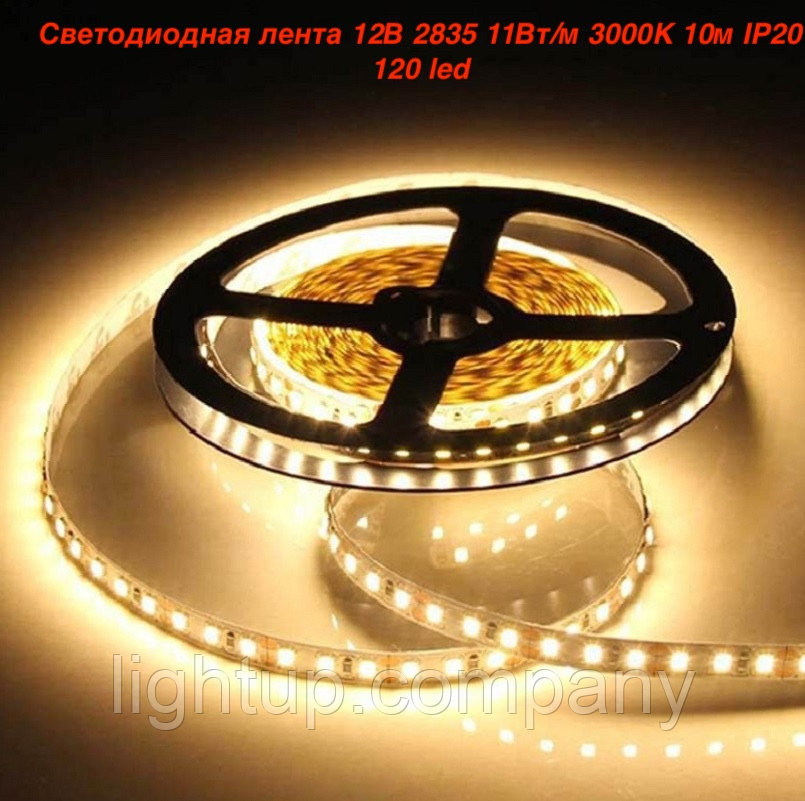 Светодиодная лента 12В 2835 11Вт/м 3000K 10м IP20 120 led