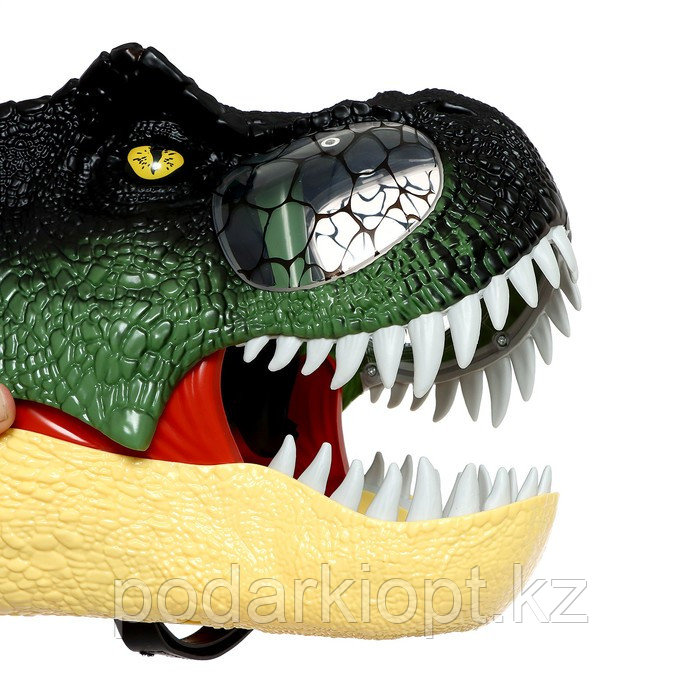 Интерактивный шлем динозавра «Тираннозавр», свет, звук, работает от батареек - фото 3 - id-p116191994