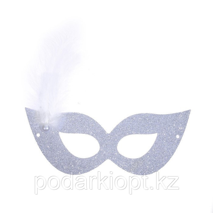 Карнавальная маска с пером, цвет серебро - фото 1 - id-p116190252