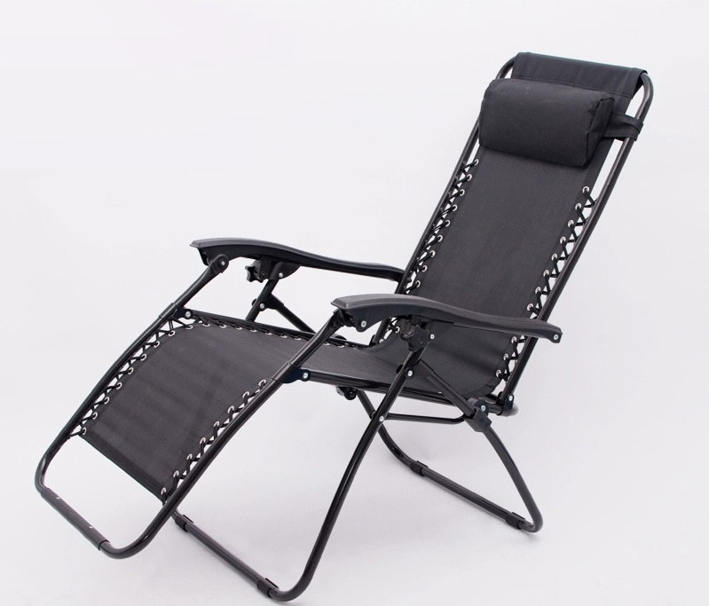 Шезлонг лежак  складной (серый)