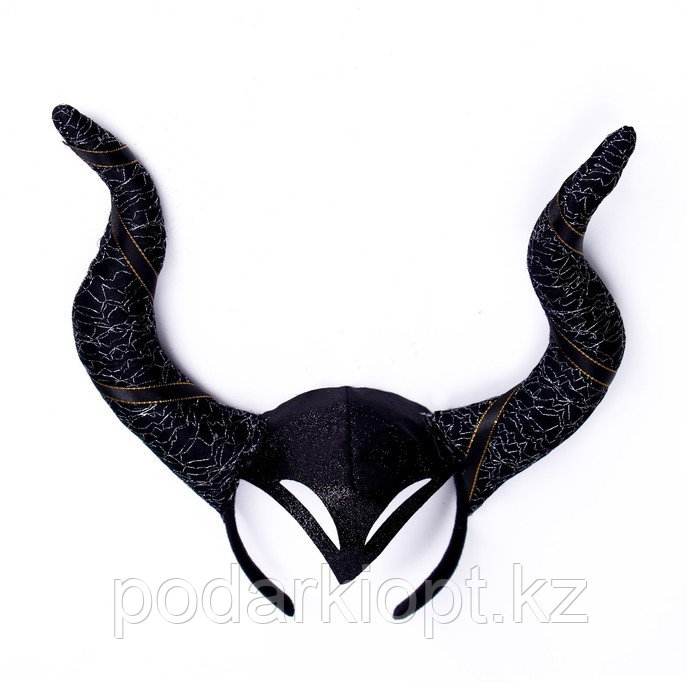 Карнавальный ободок с изогнутыми рогами, цвет черный - фото 1 - id-p116192044
