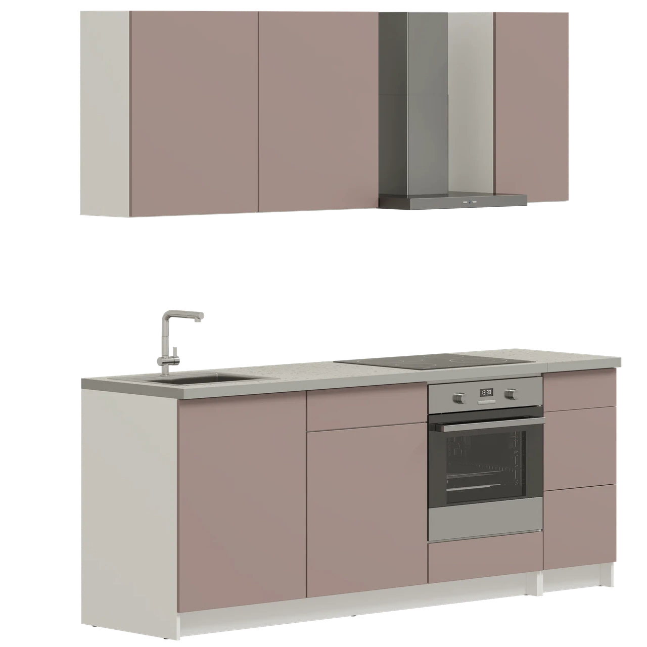 Кухонный гарнитур Pragma Elinda 162 см, под встраиваемую, со столешницей, пыльный розовый ИКЕА, IKEA - фото 1 - id-p116198375