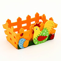 Пасхальный декор корзинка оранжевого цвета "Петушек" 10х16х9 см