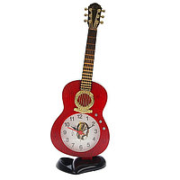 Часы - будильник настольные "Гитара", дискретный ход, циферблат d-5.5 см, 21.5 х 8.5 см, АА