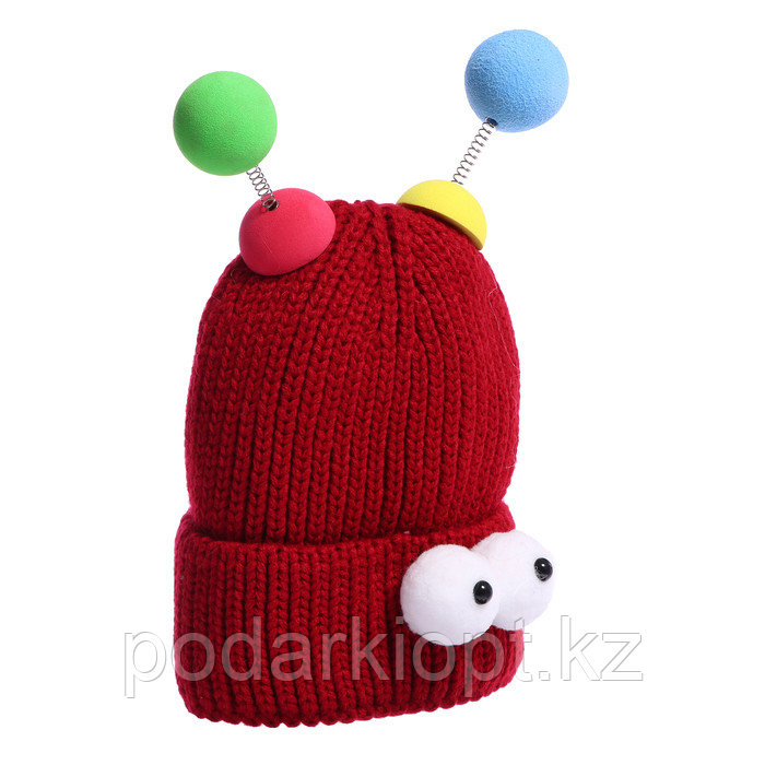 Карнавальная шапка "Глазастик" с рожками р-р 56-58, цвет бордовый - фото 2 - id-p116192274