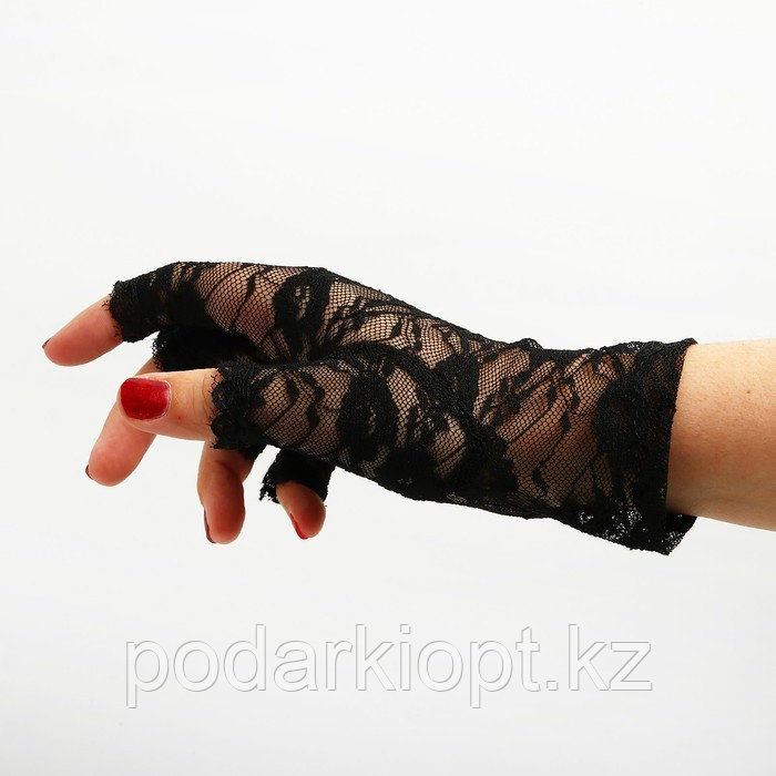 Карнавальные перчатки «Леди», для взрослых, цвет чёрный - фото 3 - id-p116188808