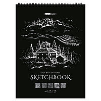 Скетчбук А5 ArtSpace "Black line. House" на гребне, черный блок 120г/м2, 20л., SkА520_38361