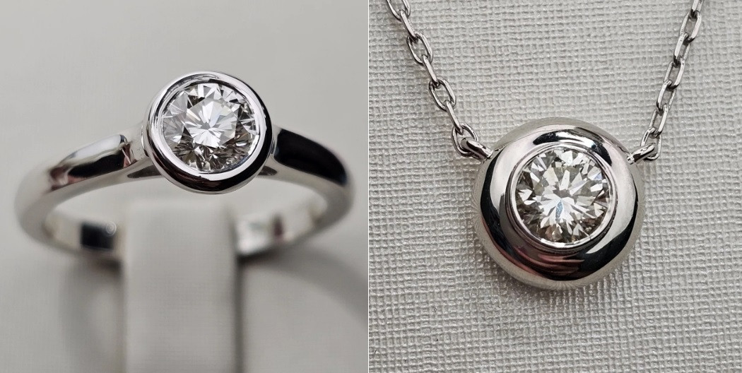 Золотой набор с бриллиантами (кольцо 0,50Сt VS1/G VG-Cut, р-р 17.5, колье 0,32Ct SI1/I , VG-Cut размер 46см)