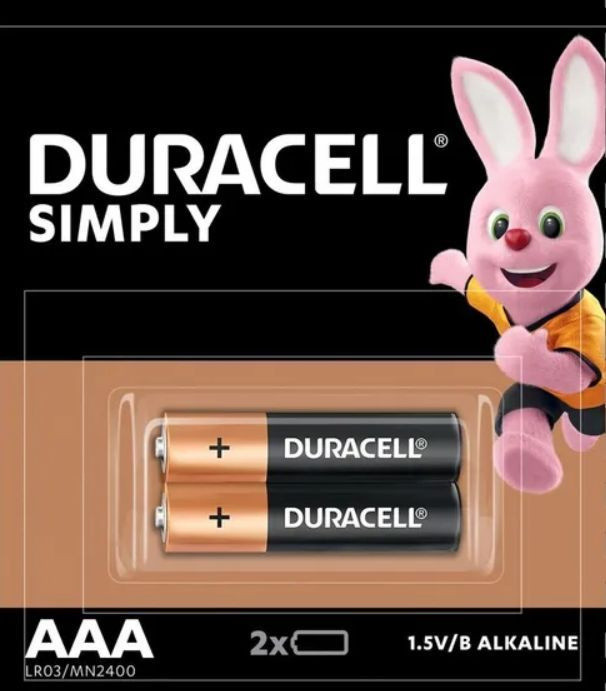 Батарейка Duracell AAA, Simply (LR03), алкалиновая