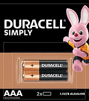 Батарейка Duracell AAA, Simply (LR03), алкалиновая
