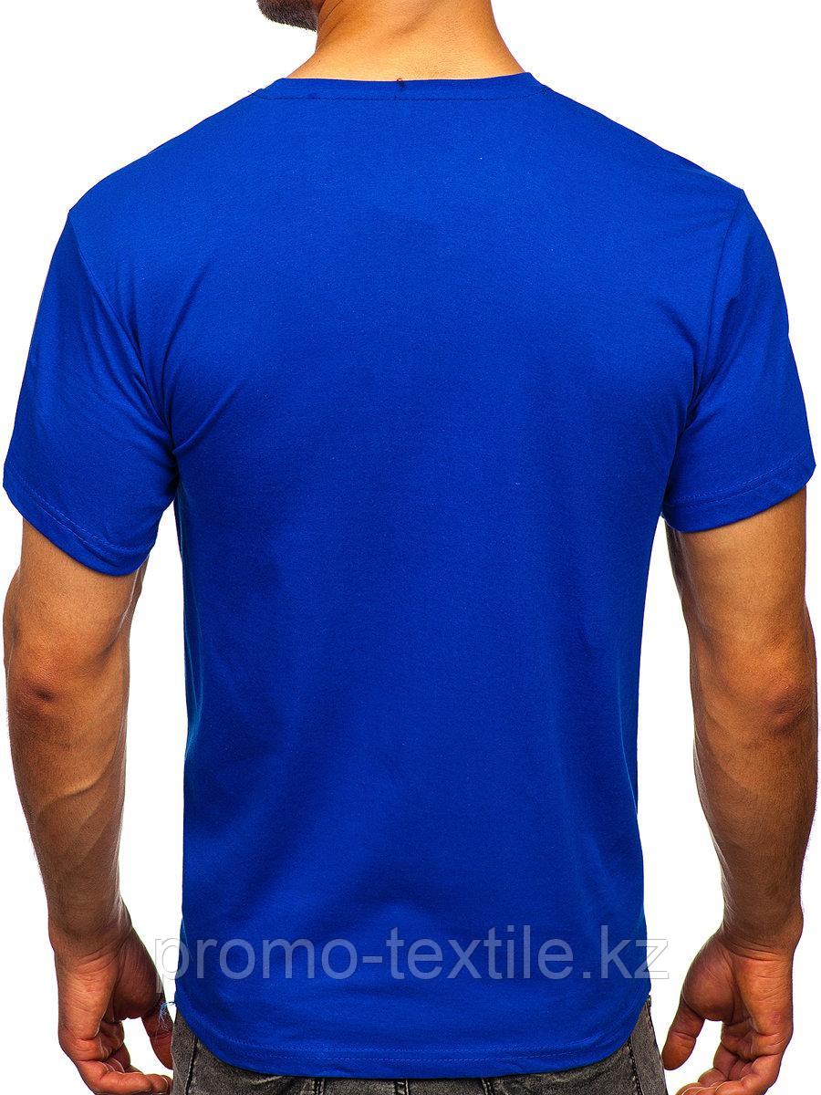 Футболка синего цвета M | Синяя базовая Футболка (125гр плотности) | Футболка васильковая унисекс под принт - фото 2 - id-p116219973