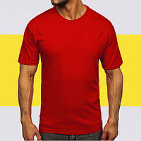 Қызыл түсті футболка S | Қызыл негізгі футболка (салмағы 125гр) | Унисекс мақтадан жасалған футболка