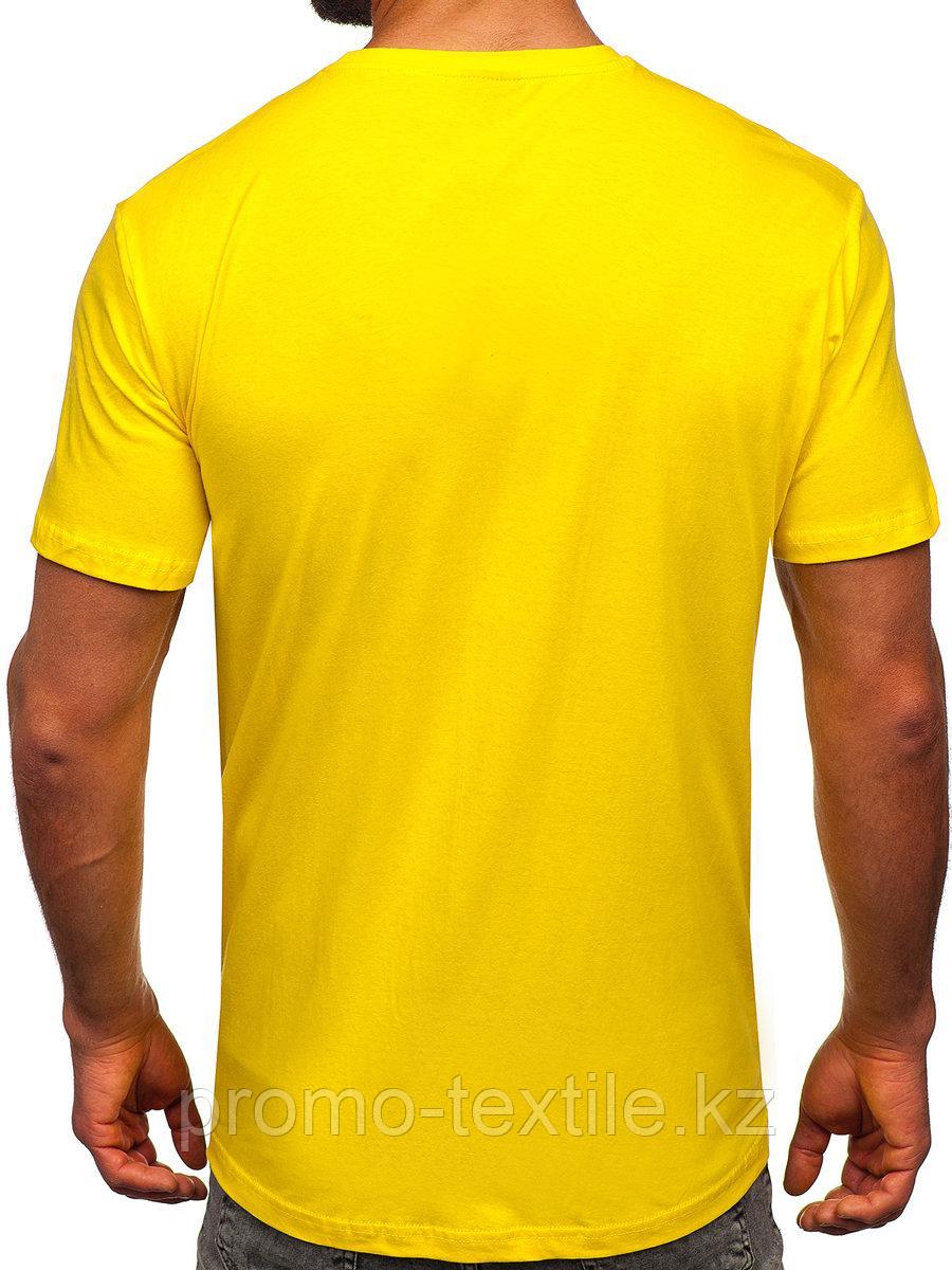 Футболка желтого цвета S | Желтая базовая Футболка (125гр плотности) | Футболка хб унисекс - фото 2 - id-p116220005