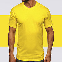 Футболка желтого цвета 2XL | Желтая базовая Футболка (125гр плотности) | Футболка хб унисекс