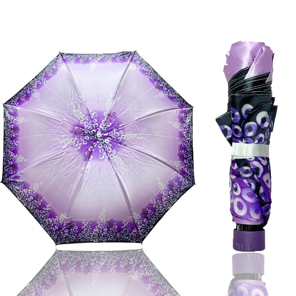 Зонт складной механический 95 см фиолетовый в горошек