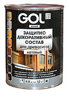 Состав защитно-декоративный для древесины GOL wood матовый (0,8 л), бесцветный