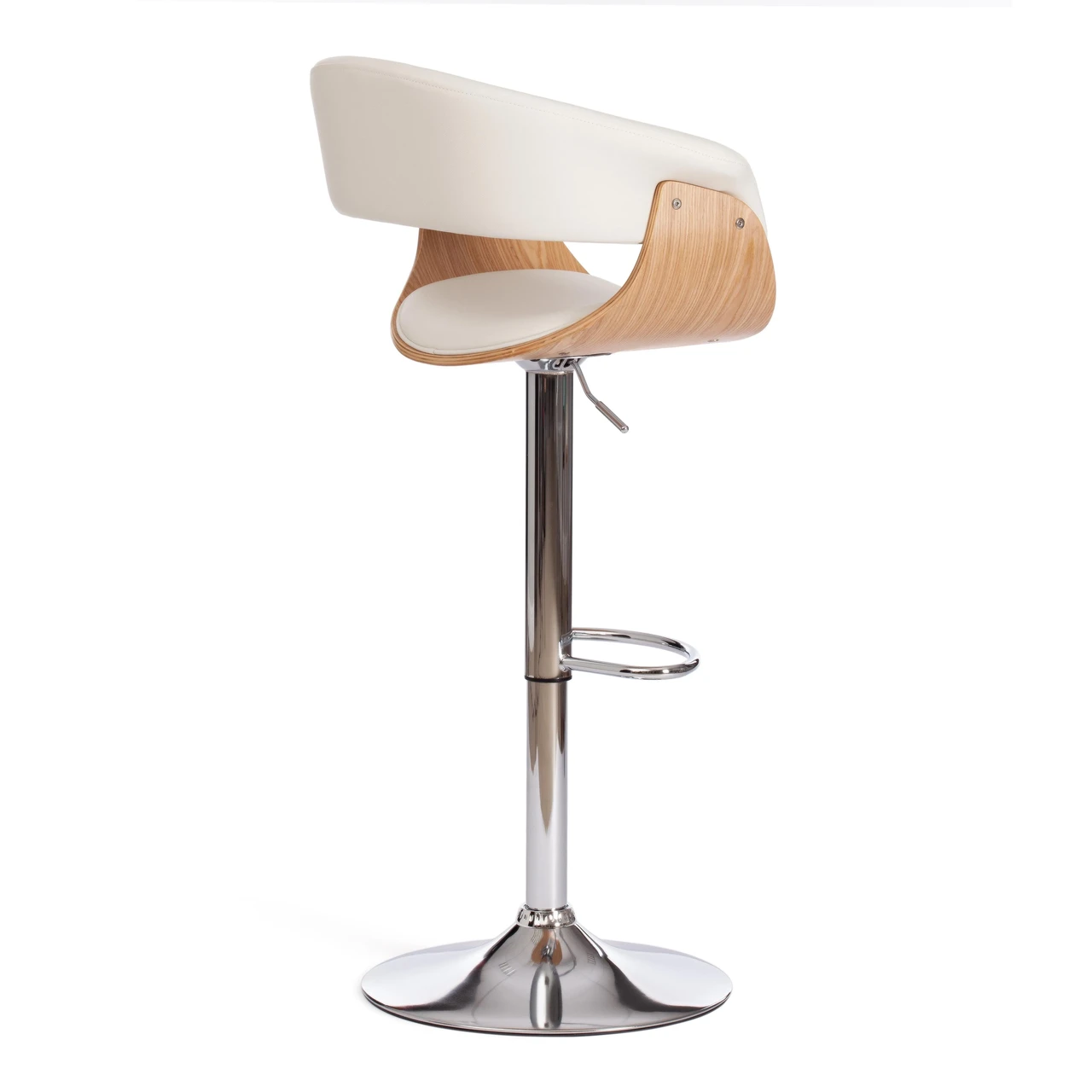 Барный стул VIMTA (mod.4021S) белый/натуральный/хром - фото 3 - id-p116225365