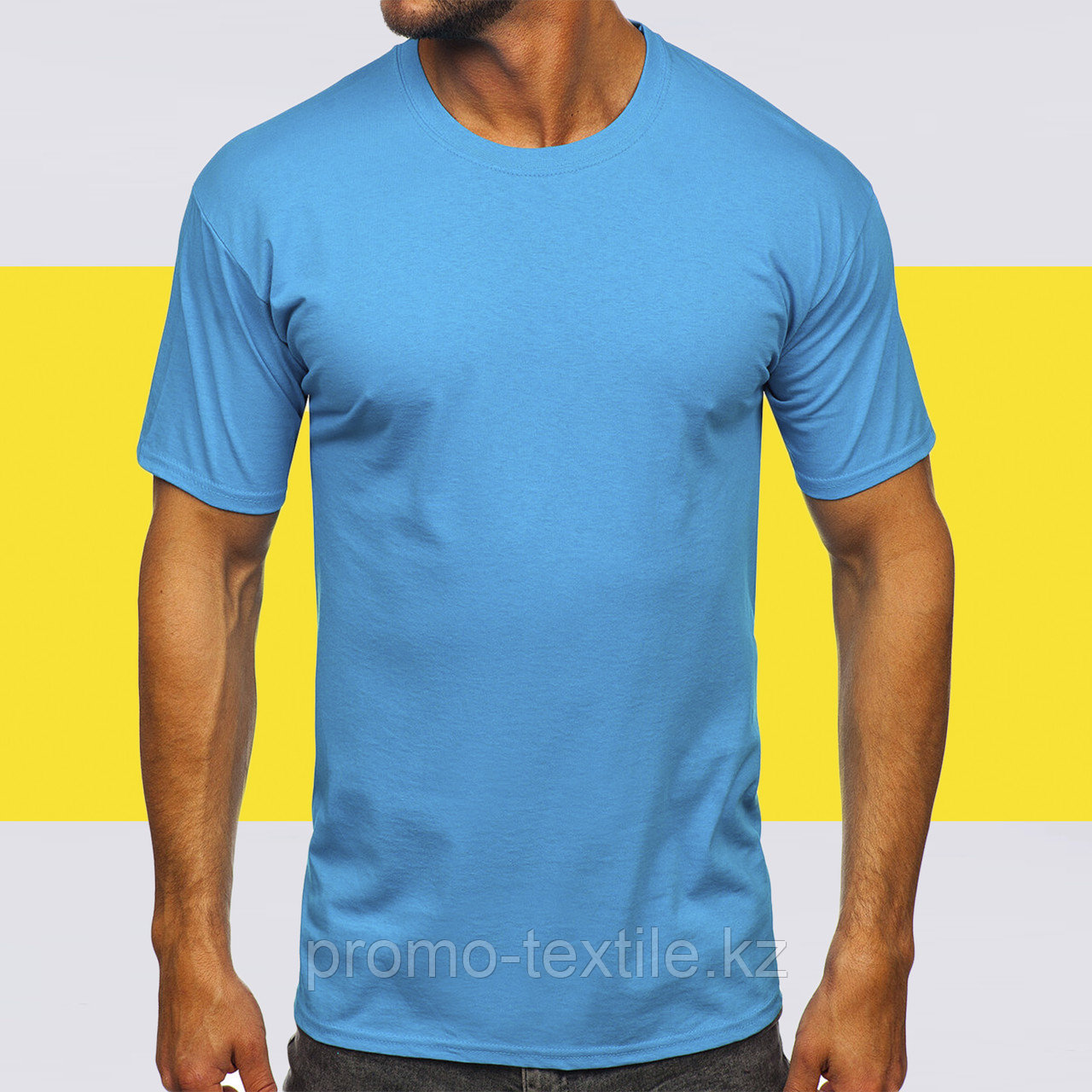 Футболка голубого цвета 2XL | Футболка базовая голубая (125гр плотности) | Футболка унисекс