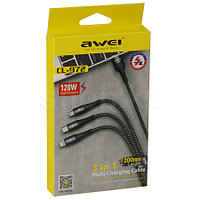 Интерфейсный кабель, Awei, CL-972 3 in 1, 120W, 2.0A, 1.2m, Чёрный