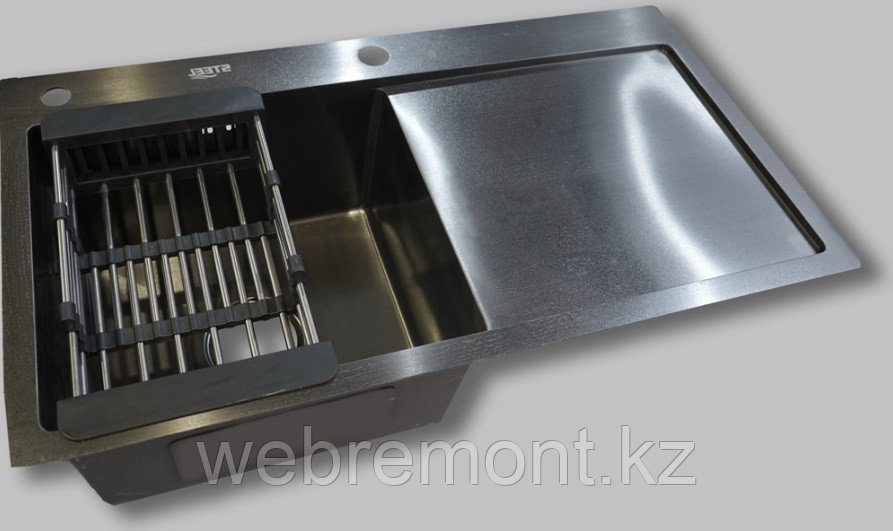 Кухонная мойка 780*430 арт.ST-HSD7843BLL черный, левая - фото 1 - id-p116231709
