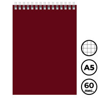 Блокнот BG "Для конференций", А5, 60 листов, на гребне, в клетку, бордовый - фото 1 - id-p116231842