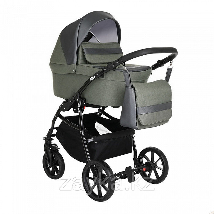 PITUSO Коляска 2 в1 Nino  короб+прогулка Olive + Кожа Antracyt