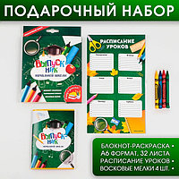 Подарочный набор на выпускной «ВЫПУСКНИК начальной школы» блокнот-раскраска, расписание уроков и восковые