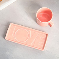 Чайная пара керамическая Love розовая, кружка 150 мл, блюдце 17.5х8 см, цвет розовый