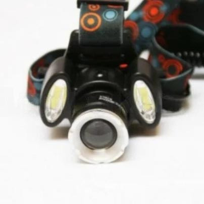 Svetodiodnyj nalobnyj fonar' Hands-free lights front 4 rezhima (zaryadka ot seti i prikurivatelya, 2 akkumulyator)