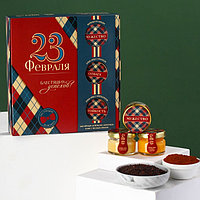 Подарочный набор «Блестящих успехов», чай 50 г., кофе 30 г., крем-мёд со вкусом хлопка и апельсина 30 г.,