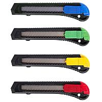 Нож канцелярский BURO, 18 мм, с фиксатором, ассорти