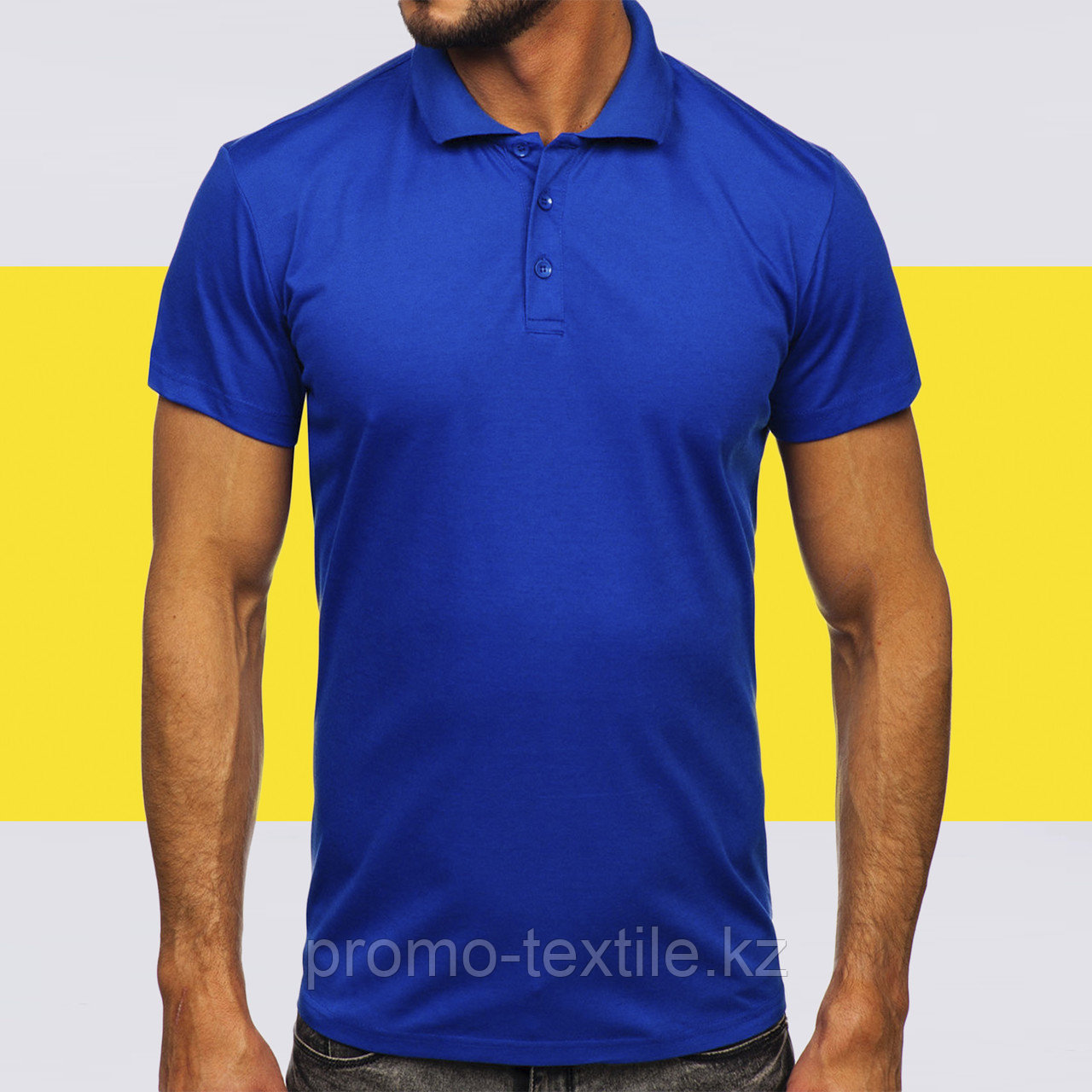 Футболка поло синего цвета | Синяя Поло рубашка васильковая XL - фото 1 - id-p116235171